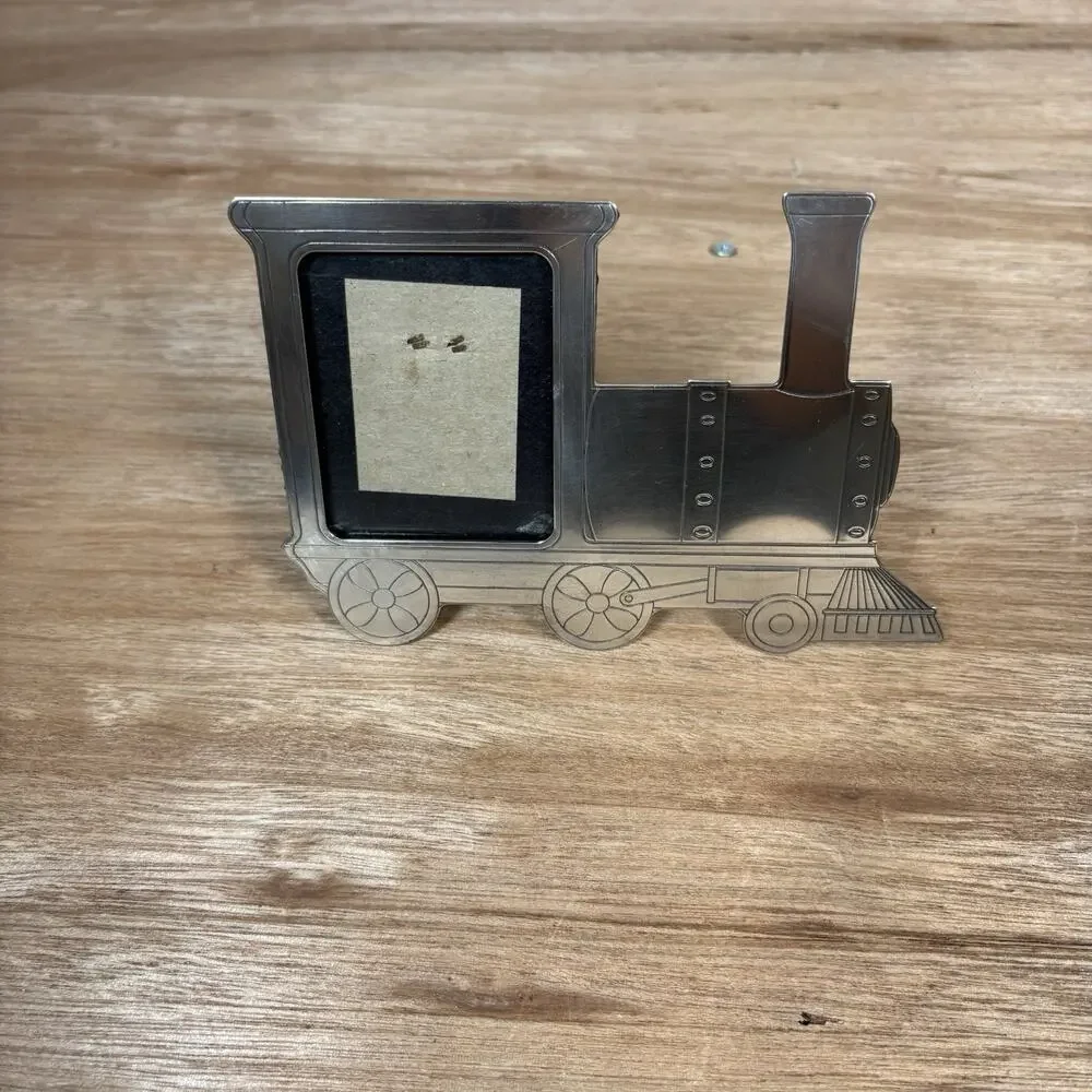 Silver Toned Train-Shaped Pewter Picture Frame‎ For Baby Pictures